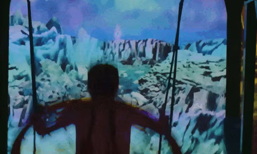child-swinging-animated-projection
